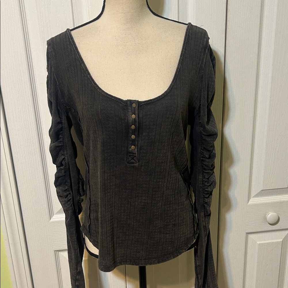 We the free Black Button-Down Women's Top